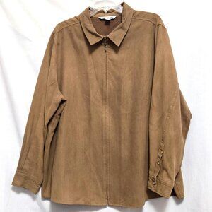 AUGUST MAX WOMAN Zip Front, Collared, Light Weight Brown Top/Blazer